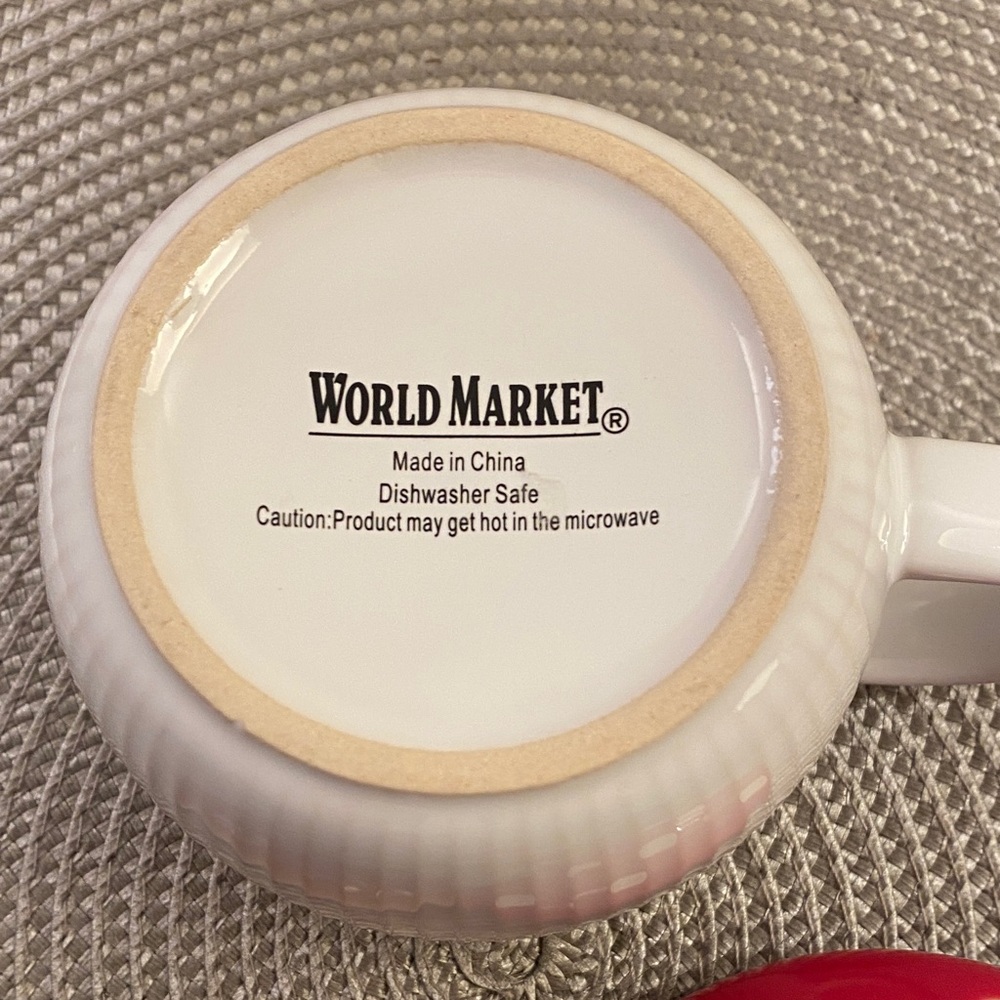 World Market Mushroom Coffee Tea Mug 2 Lids Red Polka Dot /Brown Caps - Picture 2 of 5